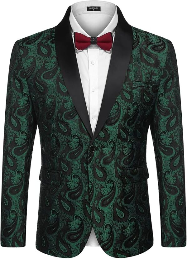 COOFANDY Mens Floral Tuxedo Jacket Paisley Shawl Lapel Suit Blazer Jacket for Dinner,Prom,Wedding