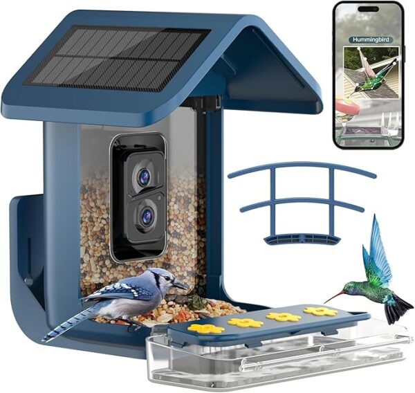 Bird Feeder with Camera Solar Powered: Smart Hummingbird Feeder for Backyard