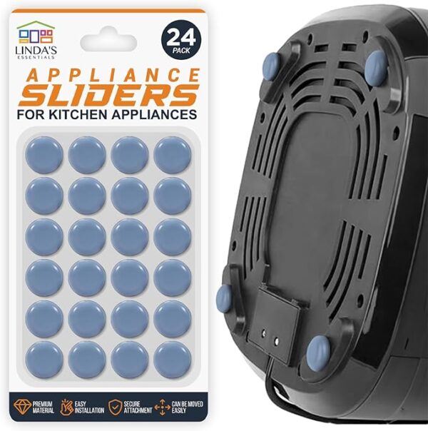 Appliance Sliders for Kitchen Appliances (24 Pack) - Self-Adhesive Countertop Gliders for Kitchen Use, Effortless Moves for Coffee Makers, Blenders, Air Fryers & More, Great for Quick Appliance Shift