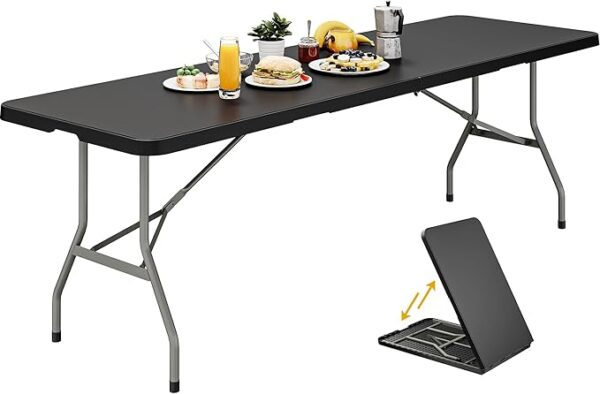 YITAHOME Heavy-Duty 6ft Folding Table with Handle, Portable Rectangle Folding