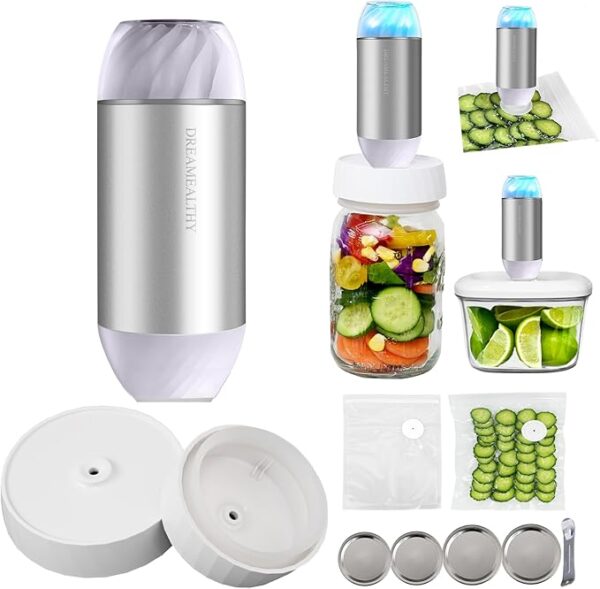 Automatic Mason Jar Sealer Kit – Vacuum Seal in 10S, Auto Stop, Compact Handheld