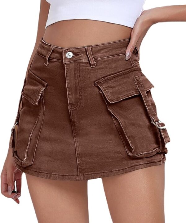 Women's Cargo Skort High Waisted Cargo Shorts Button