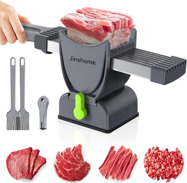 Meat Slicer for Fresh Meat, Thickness Adjustable 2 or 4 mm Manual Meat Cutter,