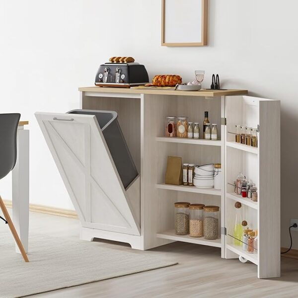 YITAHOME Tilt Out Trash Cabinet 13 Gallon, Freestanding Wooden Kitchen