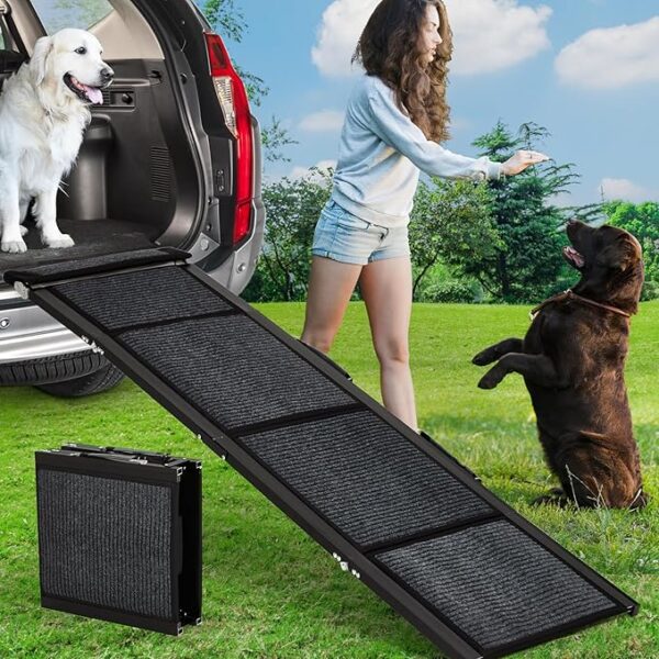 Upgraded Dog Ramp for Cars - 63" Long & 17" Wide Folding Pet Ramp for Large Dogs