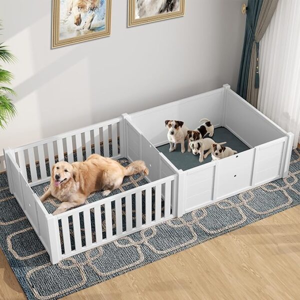DWVO Whelping Box for Dogs Puppies: 78" x 39.4" x 17.7" Indoor 3-in-1 Dog Pen with Waterproof