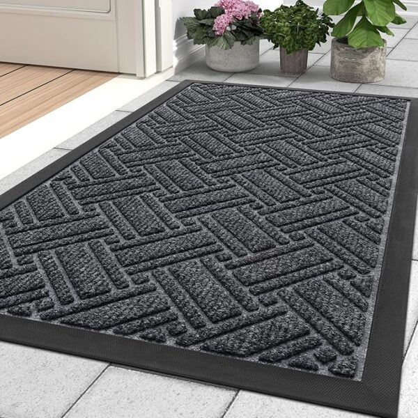 OLANLY Indoor Outdoor Mat, Sturdy Natural Rubber Floor Mat, Non Slip Low Profile Waterproof