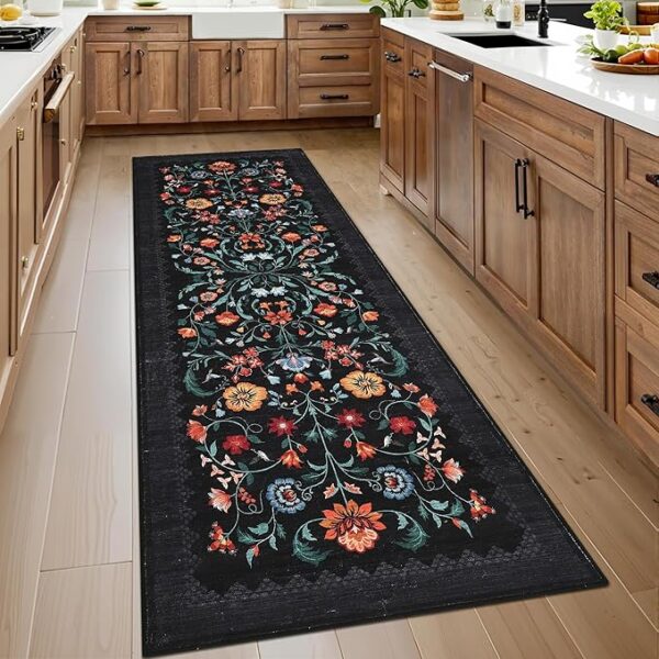 Floral Rug 2x6 Runners for Hallways, Boho Kitchen Runner Rugs Non Slip Bath Runners,