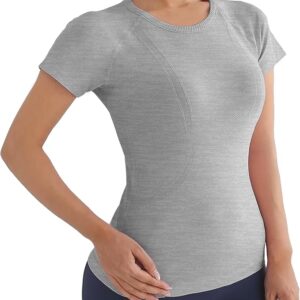Women's Seamless Workout Shirts Soft Athletic Tops Fit Short Sleeve Gym T-Shirt Breathable Quick-Dry Shirts for Yoga