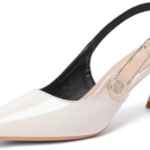 Women's Slingback Kitten Low Heels Closed Pointed Toe Wedding Party