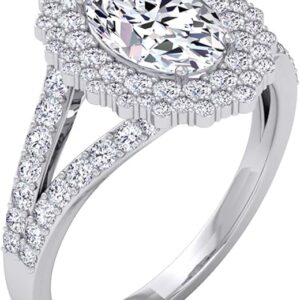 Glimmering Promise 1.75 ctw Lab Grown Diamond Engagement Ring in 14K White/Yellow/Rose Gold | Oval Center | Size 7 |