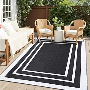 OLANLY Outdoor Rug 5x8 ft Waterproof, Reversible Outdoor Plastic Straw Rug, RV Mat, Indoor Outdoor Carpet Clearance for Patio, Camping, Balcony, Deck