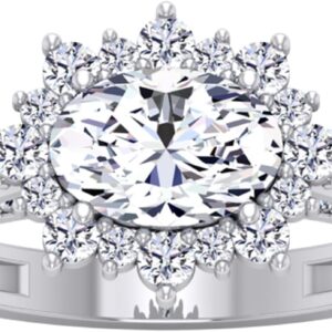 Divine Luminescence 1.73ctw Oval Lab Grown Diamond Engagement Ring in 14K White/Yellow/Rose Gold | Ethical Fine