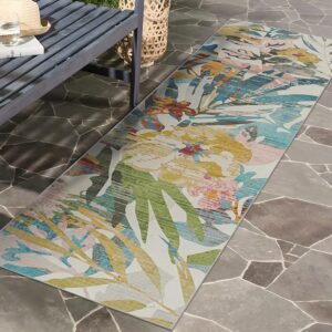 Rineflo-2'6"x9' Floral Runner Rugs Indoor/Outdoor Machine Washable Rugs Save-15%,Kitchen Bathroom Bedroom Camping Picnic Decor Carpet